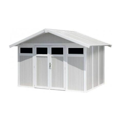 casetta da giardino in pvc grosfillex "utility 7" grigio-azzurro e bianco 370x298x250 cm - cod. 22807137