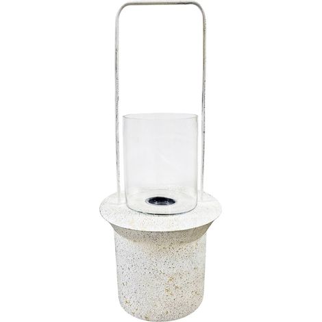 lanterne décorative métal blanc et or poignée élégante - blanc jaspe or et verre transparent (1/3)