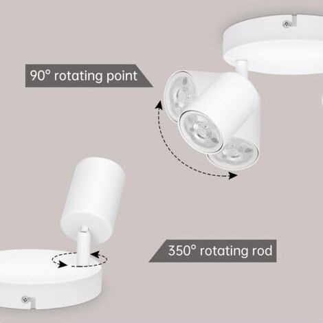 Spot Plafond Blanc, Plafonnier LED 2 Spots Orientables, Plafonnier Spot GU10, Ronde Éclairage de Plafond, Moderne Applique Plafond Interieur LED pour Cuisine, Chambre, Salon, Livré Sans Ampoules (1/5)