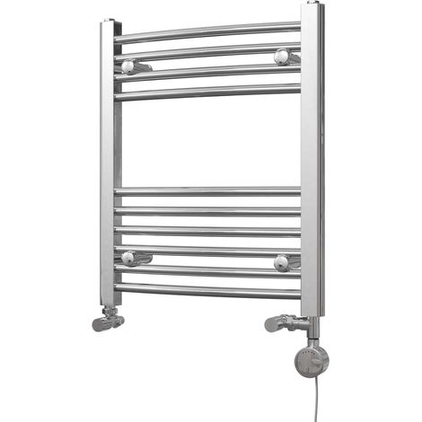 Zennor - Chrome Dual Fuel Towel Rail H600mm x W500mm Thermostatic - Curved (1/3)