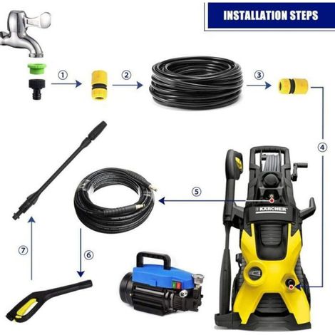Lance Buse Rotative,Lance Turbo Buse de Nettoyage pour Karcher Rondelle,Nettoie la Saleté (1/4)