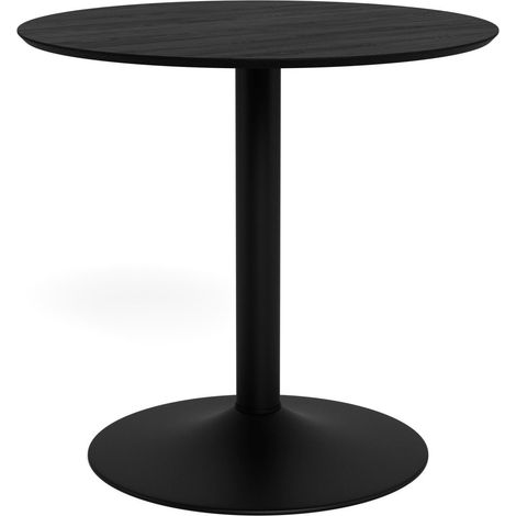 Mesa Norsica 1057, Negro + Cenizas negro, 74x0x0cm, MDF, Chapa de madera natural, Metal