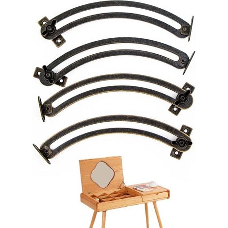 Lntyq Charnière Soutien Couvercle Porte-ascenseur Support - 4 Pièces Vintage Courbé et Réglable Charniere Porte Placard pour Meuble, Armoire, Boîte à Jouets, Tatami, Couvertures