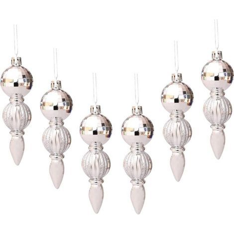 Boules de Noël ornement boules de sapin de Noël 6 pièces longs pendentifs de sapin de Noël décoratifs (1/5)