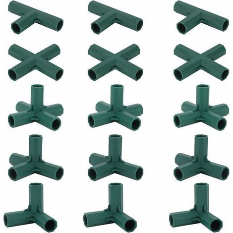Set mit 15 Gewächshausrahmenverbindern – 4 Winkeltypen für 16-mm-Rohre – Stabile Befestigung für Gartenkonstruktionen (1/5)