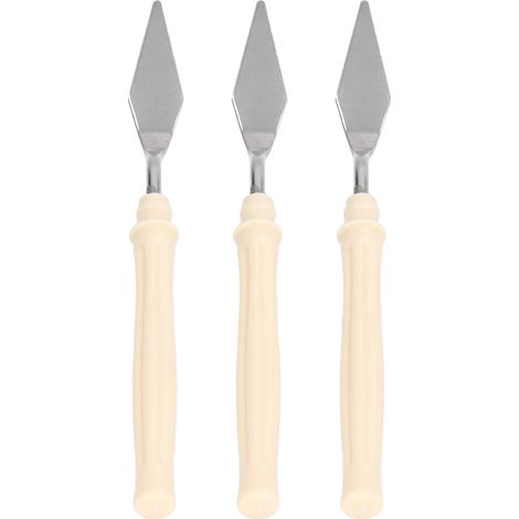3 Pièces Couteau à Palette en Acier Inoxydable, Manche Plastique, Outils de Peinture à l'Huile Polyvalents et Suspendables (1/5)