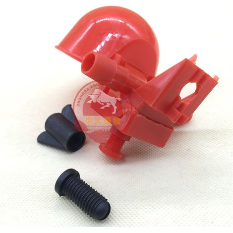 Bebedero automático de plástico rojo para gallinas y palomas con caudal de agua ajustable y fácil instalación – Paquete de 5 unidades (1/4)