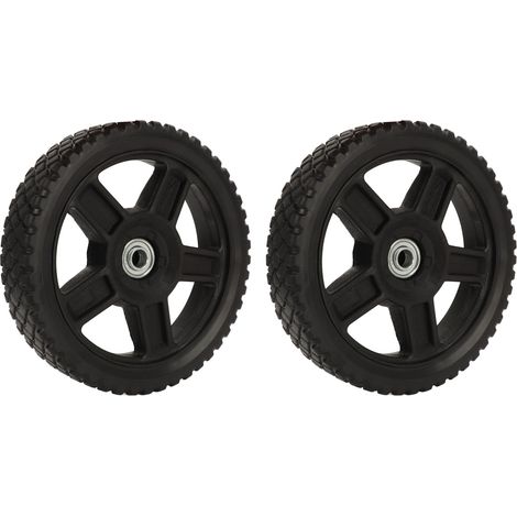 2 roues de tondeuse à gazon de 20 cm (8 pouces) pour une meilleure adhérence et une stabilité accrue. Roues de tondeuse en PVC. (1/5)
