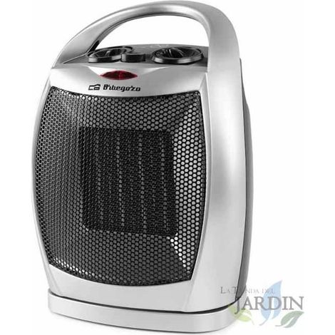 Riscaldatore ceramico oscillante Orbegozo. Due posizioni di regolazione del calore: 750 e 1.500 W. Posizione aria fresca.