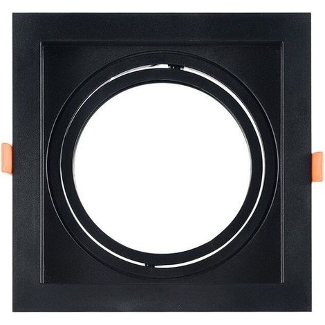 Collerette carrée en polycarbonate pour ampoule QR111 ou AR111 - - Noir (1/5)