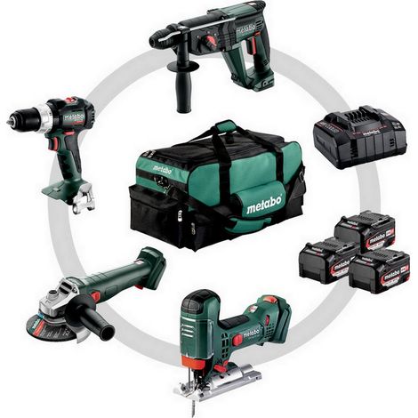 Metabo Combo Set 18V Akkuschrauber Winkelschleifer Kombihammer Stichsäge + Akkus (1/5)