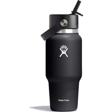 Hydro Flask – Wide Flex Straw Travel Bottle 710ml (24 oz) – A Prova di Perdite, Isolata, Compatibile con Portabicchieri – Mantiene le Bevande Fredde per 24 Ore – Tappo con Cannuccia Flex – Black (1/5)