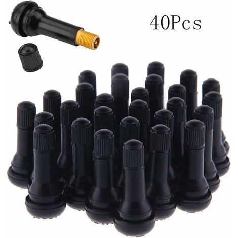 40 Stück Ventilschaftkappe für schlauchlose Reifen, TR413 Reifenventile, Gummireifen-Ventilschaft-Set, Schwarz (1/5)