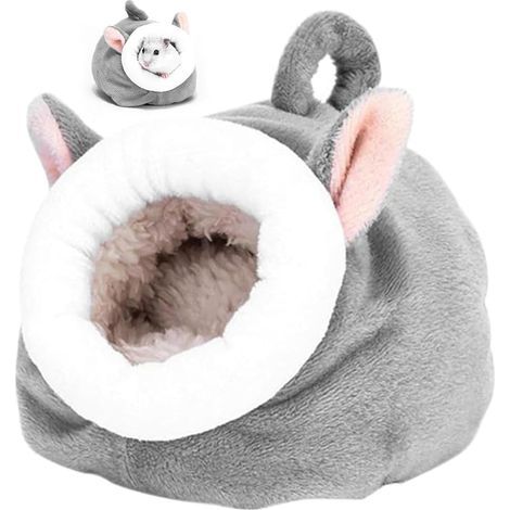 LAOA 2-teiliges Baumwoll-Hamsternest, Meerschweinchenbett, Meerschweinchenhaus, Schlafsack-Höhlennest, warme Schlafnester für Hamster, Eichhörnchen und Meerschweinchenbabys (Grau) (1/5)