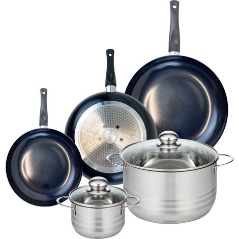 Ensemble de 3 Poêles de cuisson 20, 24 et 28 cm et 2 faitouts 14 et 24 cm Elo Prima Brillant (1/5)