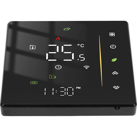 Programmierbarer, intelligenter WLAN-Thermostat für Heizkessel, Temperaturregler 95–240 V, schwarz, App-Steuerung (1/5)