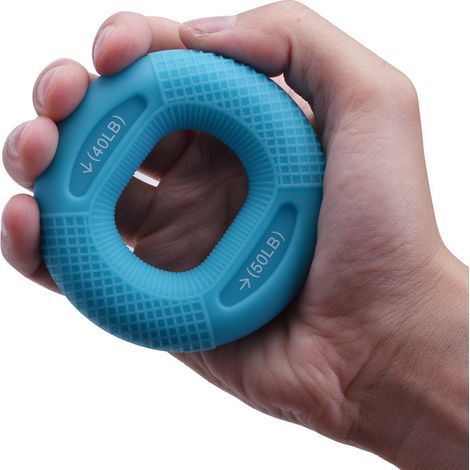 Anneau d'exercice pour doigts en silicone pour la force musculaire de la main et l'entraînement du poignet - Dispositif de fitness avec expandeur carpien, bleu