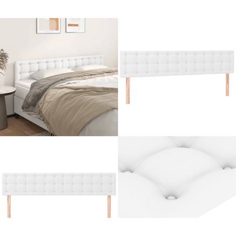Kopfteile 2 Stk. Weiß 100x5x78/88 cm Kunstleder - Bettkopfteile - Betthauptstücke - Kopfteil Weiß - Kunstleder - Lattenrost - Home & Living (1/5)