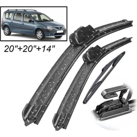 Lot de 3 Balais d'essuie-glace avant + arrière Pour Renault Dacia Logan MK1 MCV 2004 2005 2006 2007 2008 2009 2010 2011 2012