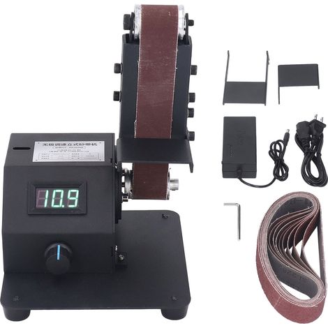 Ponceuse à bande abrasive numérique 110-240V, avec affichage digital, outil de polissage et meulage électrique, prise US, pour ponçage et affûtage. (1/5)