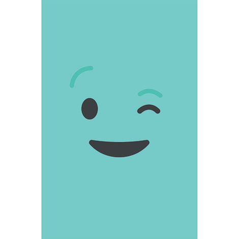 Sticker réfrigérateur et lave vaisselle, smiley clin d'oeil bleu malice déco, 75 cm X 49 cm (1/3)
