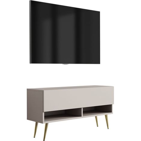 Meuble TV : Cachemire, pieds obliques dorés, 100 × 32 × 52 cm (1/5)