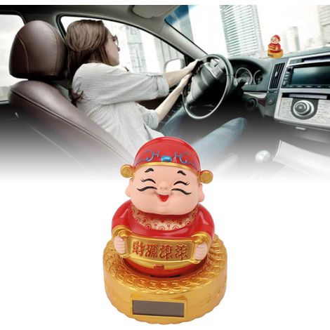Statue Caishen Energie Solaire Oscillante Décorative Feng Shui Chinois pour Auto (1/5)