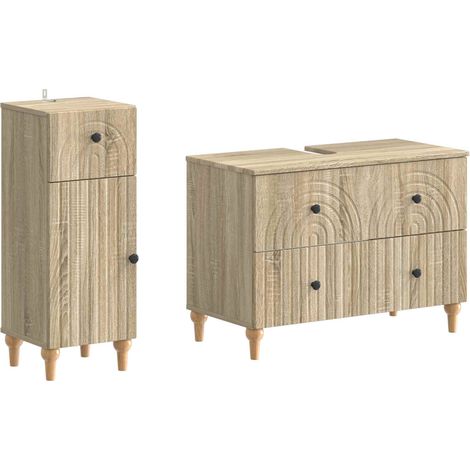 Maison Exclusive - Ensemble de 2 meubles de salle de bain ALKMAAR Chêne Sonoma (1/5)