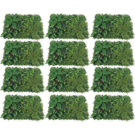 12 blocs 23.62 "x15.74" x1.57 "tapis artificiel panneau de verdure, plantes de haie de jardinage, haie d'intimité pour clôture de jardin extérieur, écran d'intimité et décoration murale intérieure