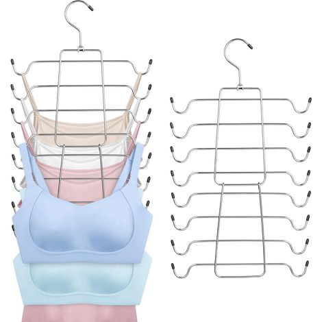 2 Pièces Cintres Metal pour Soutien Gorge Débardeurs, Cintre de Camisole Multicouche, Cintre Gain de Place Pliable, pour Camisole, Écharpes (1/5)