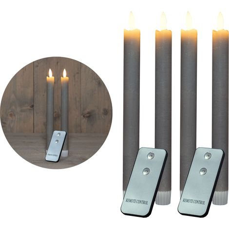 4x Novaliv LED Kerze Echtwachskerzen Grau Taupe (1/5)