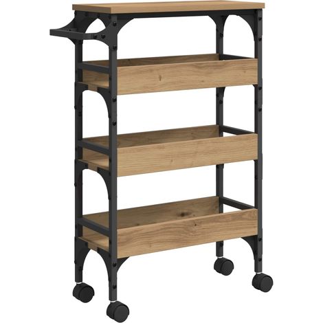 vidaXL  Kitchen Trolley  Artisan Oak 53 x 20 x 76 cm Engineered Wood
