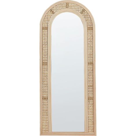 Specchio da parete ad arco in rattan naturale 120x50 cm Franey