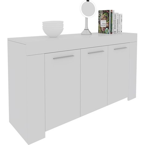 Credenza 3 Ante Design Con 5 Vani Capienti Multi Spazio Stile Moderno Nairobi Per  Soggiorno Cucina Sala Da Pranzo, Mobile Tv  144 x 80 x 42 cm Bianco