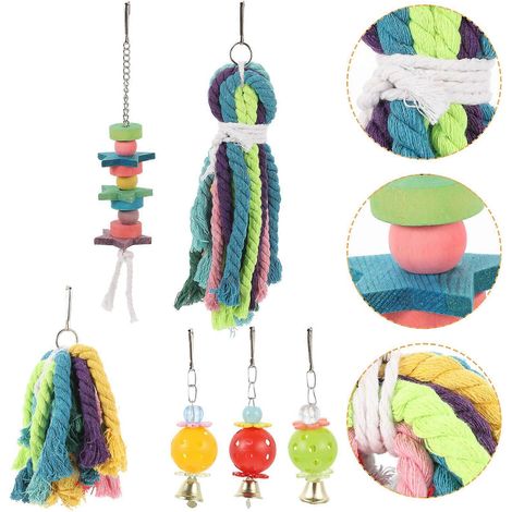 Ensemble de 24 jouets pour oiseaux, notamment des cordes à mâcher en coton pour perroquets, idéales pour la recherche de nourriture.
