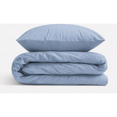 Juego de ropa de cama infantil de algodón, 2 piezas, funda de almohada y funda nórdica, 120x90 cm, azul sucio (1/5)