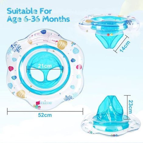 Bouée Bébé - Anneau de Natation - Flotteur de Piscine PVC - Bleu et transparent - 6 mois (1/4)