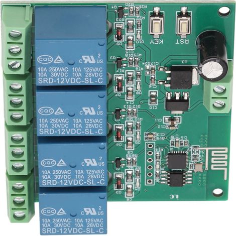 Module relais 4 canaux avec puce ESP8266, commande radio Wi-Fi, carte à quatre relais pour appareils électroniques, 12 V CC (1/5)