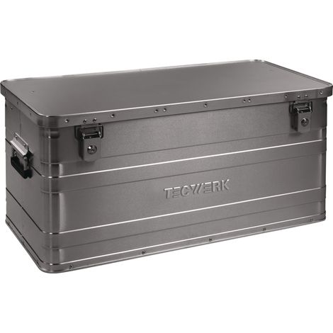 Boîte en aluminium L780xB380xH380mm 90l avec fermeture à clapet et serrure cylindrique TECWERK (1/2)