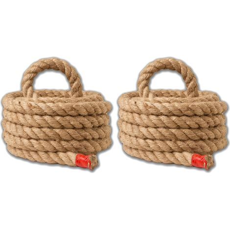 Lot de 2 Corde en Jute, 18 mm d'épaisseur, 5 mètres de longueur, Fibre naturelle, Pour décoration et Bricolage (1/5)