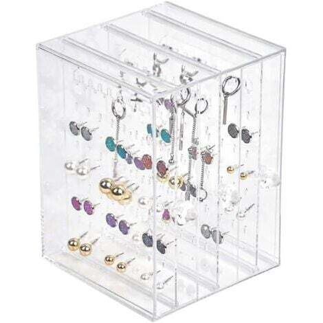 NALOOKAMIC Support de Boucle d'oreille Acrylique Boucle d'oreille en Présentoir Rangement Boucles Doreilles Porte Boucles d'oreilles Boîte de Rangement avec 3 Tiroir Vertical pour Femmes (1/4)