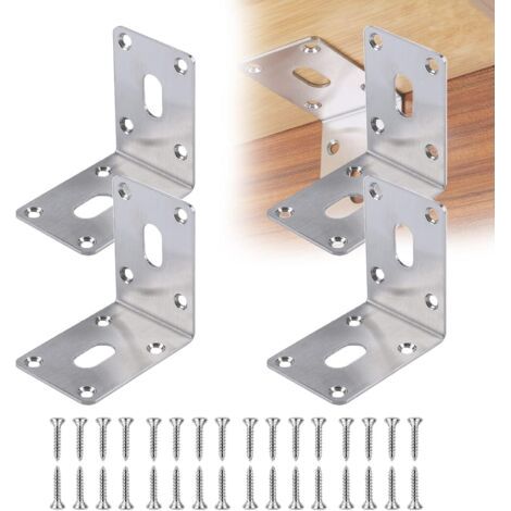 Sollbry 4 Pièces équerres d'angle en Acier Inoxydable, Équerre de Coin, Equerre Metal L Shaped Bracket pour Abri de Jardin, Abri de Jardin, Plate-Bande Surélevée, établi(70 X 70 X 50 mm) (1/5)