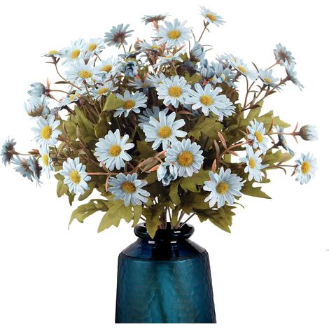 Fleurs Artificielles - Marguerites en Soie 36 cm - Tiges Souples avec Fil Métallique Intégré - Décoration Maison Bureau Mariage Fête Noël - Lot de 2