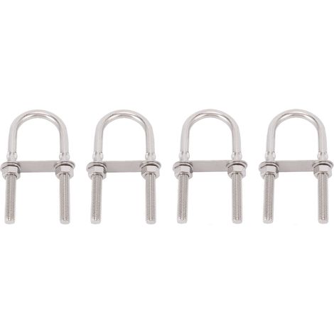 4 bulloni a U tondi M12x150mm in acciaio inox 304 con dadi e rondelle per tubi e legno. (1/5)