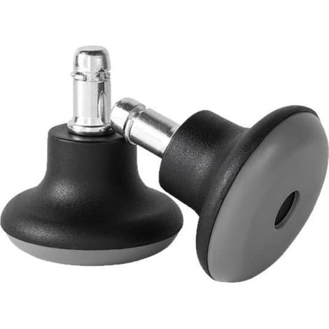 Pieds de rechange pour chaise de bureau à roulettes pivotantes, compatibles également avec les roulettes fixes, profil bas, patins adhésifs en PVC noir, lot de 5 (1/4)