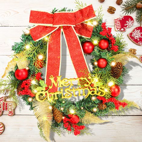 SWANEW Ghirlanda Natalizia Creativa da 45 cm per Porte con Palline e Stelle di Natale. Perfetta per Decorare in Stile Natalizio (1/5)