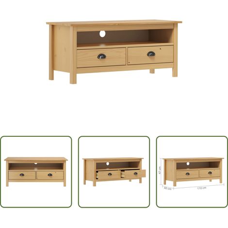 Buffet tv - Meuble TV Hill Range Marron miel 110x40x47cm Bois de pin solide (1/5)