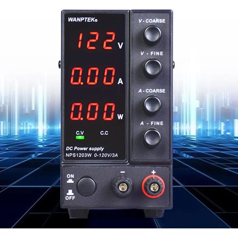 Bloc d'alimentation de laboratoire réglable DC avec affichage LED à 3 chiffres pour laboratoire et entretien électronique 360w 120v 3a (1/5)