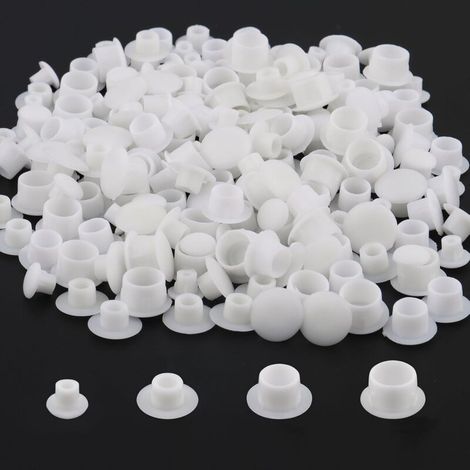 200 Pieces Hole Cover Plastic Plug, Furniture Hole Cover 5/6/8/10mm, White Plugs for Screw Covers, Drilling Hole Plug for Furniture, Shelves, Cabinets (1/5)