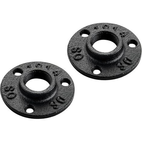 Lot de 10 brides de sol filetées en fonte noire 3/4" BSP avec vis, pour mobilier industriel et décoration DIY. (1/5)